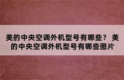 美的中央空调外机型号有哪些？ 美的中央空调外机型号有哪些图片